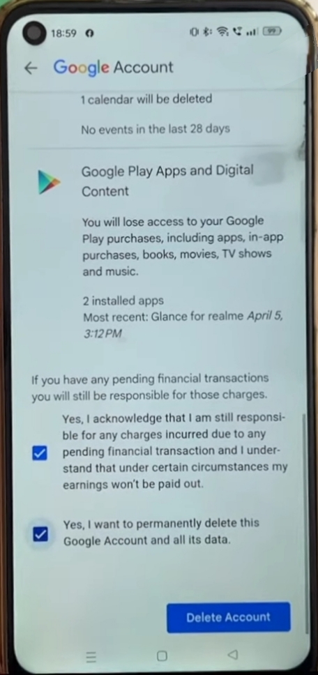 how to delete google account